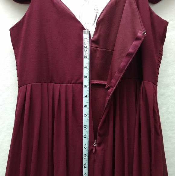 Lulus Chiffon Empire Waist Maxi Formal Dress Sz XL Make Me Move Burgundy Gown - Picture 7 of 11